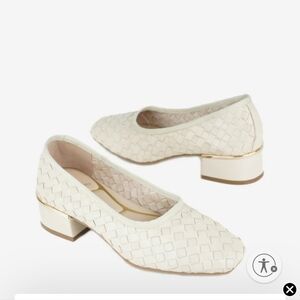 NWB Kenneth Cole Birdie Woven Leather Pump Ercu 6.5 Cream Heels Party Cushion